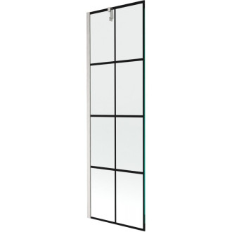 Vaňová zástena Mexen Next s jedným krídlom 60 x 150 cm, čierna mriežka, kartáčovaný nikel - 895-060-000-00-77-97