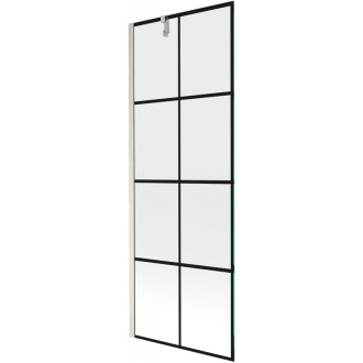 Vaňová zástena Mexen Next s jedným krídlom 70 x 150 cm, čierna mriežka, kartáčovaný nikel - 895-070-000-00-77-97