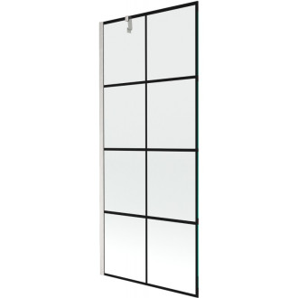 Vaňová zástena Mexen Next s jedným krídlom 80 x 150 cm, čierna mriežka, kartáčovaný nikel - 895-080-000-00-77-97