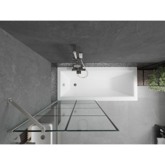 Vanová zástěna Mexen Next s jedním křídlem 80 x 150 cm, černá mřížka, kartáčovaný nikl - 895-080-000-00-77-97