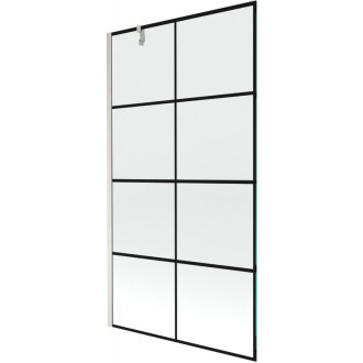 Vaňová zástena Mexen Next s jedným krídlom 100 x 150 cm, čierna mriežka, kartáčovaný nikel - 895-100-000-00-77-97