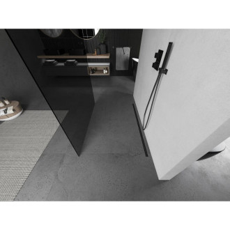 Voľne stojaca sprchová zástena Mexen Kioto 140 x 200 cm, grafit 8 mm, strieborná - 800-140-002-95-40