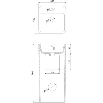 Volně stojící umyvadlo Mexen Otra 40 x 40 cm, bílé - 26034000