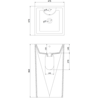 Volně stojící umyvadlo Mexen Ida 47 x 47 cm, matná černá - 26114670