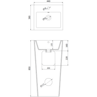 Volně stojící umyvadlo Mexen Liza 44 x 38 cm, matná černá - 26154470