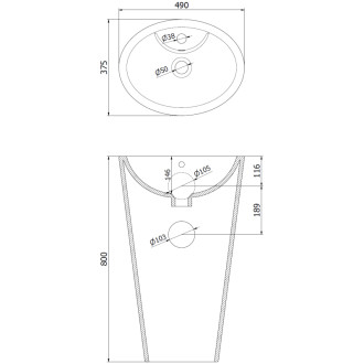 Volně stojící umyvadlo Mexen Orkla 49 x 37 cm, bílé - 26065000