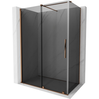 Mexen Velar posuvný sprchovací kút 150 x 75 cm, grafit, ružové zlato - 871-150-075-41-60