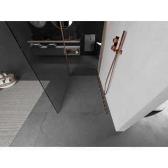 Mexen Kioto Sprchová zástena 140 x 80 cm, priehľadná, kartáčovaná meď - 800-140-212-65-00-080