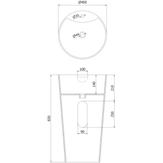 Volně stojící umyvadlo Mexen Onyx-02 z konglomerátu 45 x 45 cm, matná bílá - 26544500