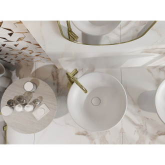 Volně stojící umyvadlo Mexen Leta z konglomerátu 45 x 45 cm, matná bílá - 26574500