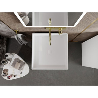 Volně stojící umyvadlo Mexen Xola-2 z konglomerátu 45 x 45 cm, matná bílá - 26594500