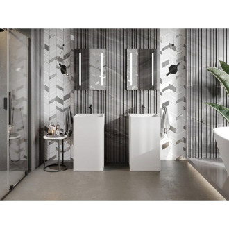 Volně stojící umyvadlo Mexen Belen z konglomerátu 45 x 45 cm, matně bílá - 26604500