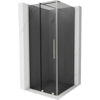 Posuvný sprchovací kút Mexen Velar 120 x 120 cm, grafit, kartáčovaný nikel - 871-120-120-41-97