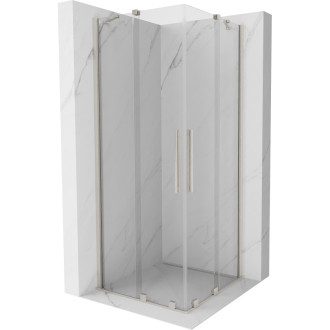 Mexen Velar Duo posuvný sprchovací kút 80 x 80 cm, priehľadný, kartáčovaný nikel - 871-080-080-02-97