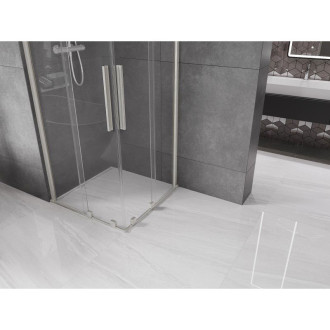 Mexen Velar Duo posuvný sprchový kout 80 x 80 cm, průhledný, kartáčovaný nikl - 871-080-080-02-97
