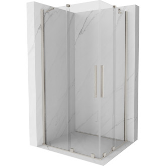 Mexen Velar Duo posuvný sprchovací kút 90 x 80 cm, priehľadný, kartáčovaný nikel - 871-090-080-02-97