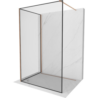 Mexen Kioto Sprchová zástena 120 x 90 cm, čierny rám, kartáčovaná meď - 800-120-212-65-70-090