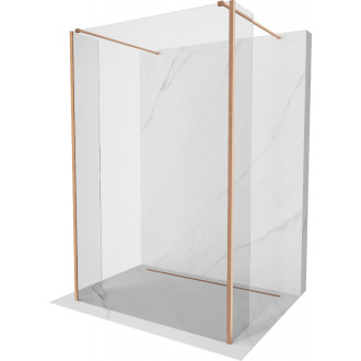 Voľne stojaca sprchová zástena Mexen Kioto 125 x 30 x 30 cm, priehľadná, kartáčovaná meď - 800-125-030-222-65-00-030