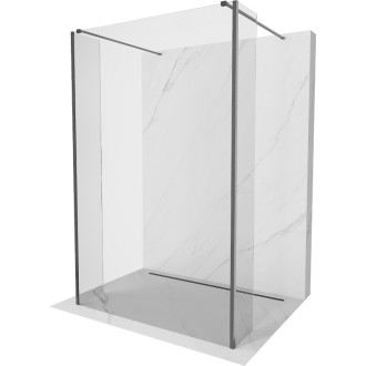 Voľne stojaca sprchová zástena Mexen Kioto 150 x 30 x 30 cm, priehľadná, kartáčovaná pištoľovo sivá - 800-150-030-222-66-00-030