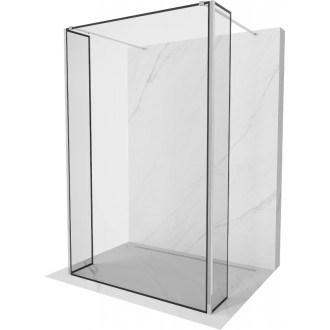 Voľne stojaca sprchová zástena Mexen Kioto 120 x 30 x 30 cm, čierny rám, chróm - 800-120-030-222-01-70-030