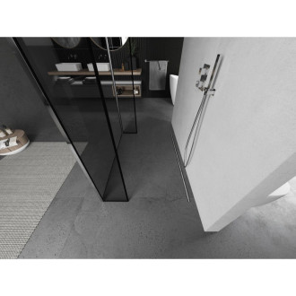 Voľne stojaca sprchová zástena Mexen Kioto 160 x 30 x 30 cm, čierny rám, chróm - 800-160-030-222-01-70-030