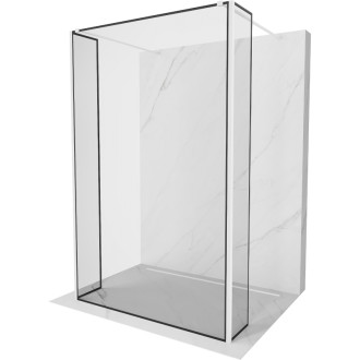 Voľne stojaca sprchová zástena Mexen Kioto 90 x 30 x 30 cm, čierny rám, biela - 800-090-030-222-20-70-030