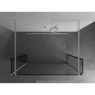 Voľne stojaca sprchová zástena Mexen Kioto 140 x 30 x 30 cm, čierny rám, biela - 800-140-030-222-20-70-030