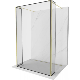 Voľne stojaca sprchová zástena Mexen Kioto 130 x 30 x 30 cm, čierny rám, zlatá - 800-130-030-222-50-70-030