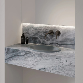 Omnires Shell M+ podstavné umyvadlo, 38 × 25 cm, ash grey mat SHELL380UPAG