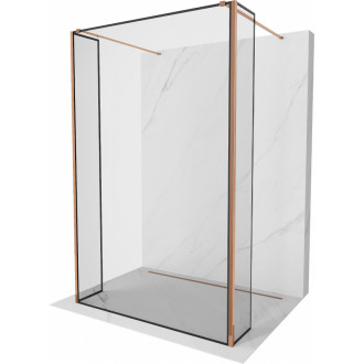 Voľne stojaca sprchová zástena Mexen Kioto 90 x 30 x 30 cm, čierny rám, ružové zlato - 800-090-030-222-60-70-030