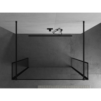 Voľne stojaca sprchová zástena Mexen Kioto 160 x 30 x 30 cm, čierny rám, čierna - 800-160-030-222-70-70-030