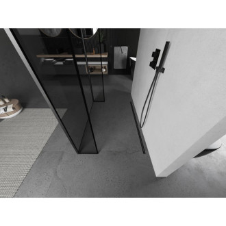 Voľne stojaca sprchová zástena Mexen Kioto 110 x 30 x 30 cm, čierny rám, strieborná - 800-110-030-222-95-70-030