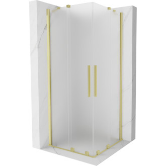 Mexen Velar Duo posuvný sprchovací kút 90 x 90 cm, matná, kartáčované zlato - 871-090-090-32-55