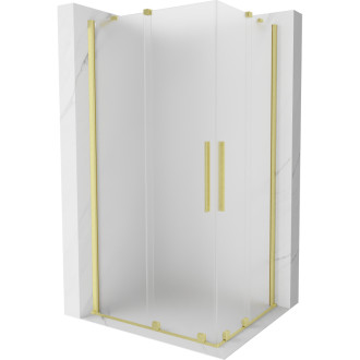Mexen Velar Duo posuvný sprchovací kút 100 x 90 cm, matná, kartáčované zlato - 871-100-090-32-55