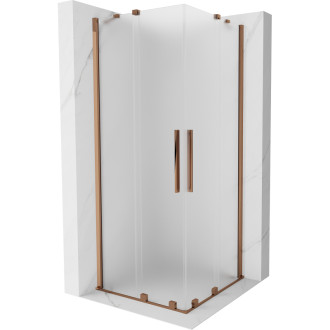 Mexen Velar Duo posuvný sprchovací kút 100 x 100 cm, matná, ružové zlato - 871-100-100-32-60