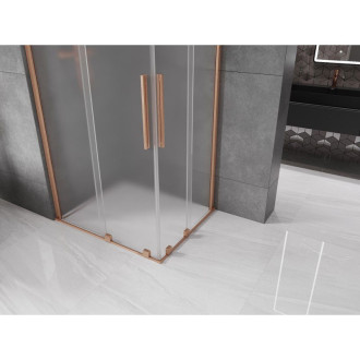 Mexen Velar Duo posuvný sprchový kout 100 x 90 cm, matná, kartáčovaná měď - 871-100-090-32-65