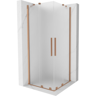 Mexen Velar Duo posuvný sprchovací kút 100 x 100 cm, matná, kartáčovaná meď - 871-100-100-32-65