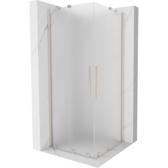 Mexen Velar Duo posuvný sprchovací kút 100 x 100 cm, matná farba, kartáčovaný nikel - 871-100-100-32-97