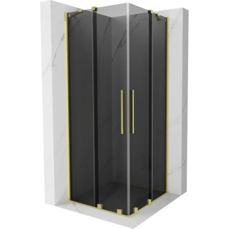 Mexen Velar Duo posuvný sprchovací kút 80 x 80 cm, grafit, kartáčované zlato - 871-080-080-42-55