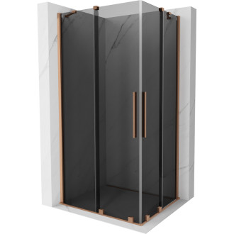 Mexen Velar Duo posuvný sprchovací kút 100 x 90 cm, grafit, kartáčovaná meď - 871-100-090-42-65