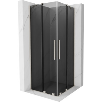Mexen Velar Duo posuvný sprchovací kút 80 x 80 cm, grafit, kartáčovaný nikel - 871-080-080-42-97