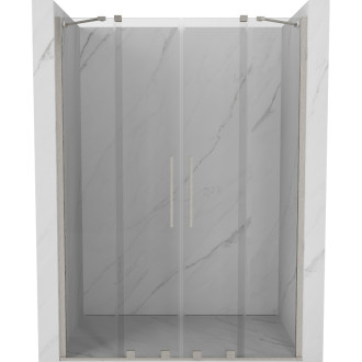 Posuvné sprchové dvere Mexen Velar Duo 150 cm, priehľadné, kartáčovaný nikel - 871-150-000-02-97