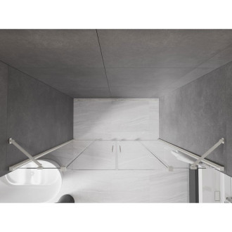 Posuvné sprchové dvere Mexen Velar Duo 200 cm, priehľadné, kartáčovaný nikel - 871-200-000-02-97