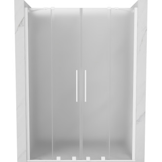 Posuvné sprchové dvere Mexen Velar Duo 140 cm, matné, biele - 871-140-000-32-20