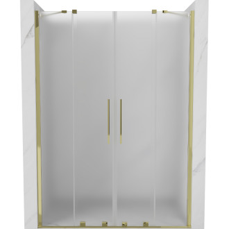 Posuvné sprchové dvere Mexen Velar Duo 150 cm, matné, zlaté - 871-150-000-32-50