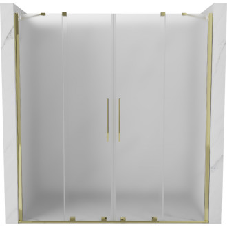 Posuvné sprchové dvere Mexen Velar Duo 180 cm, matné, zlaté - 871-180-000-32-50