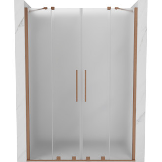 Posuvné sprchové dvere Mexen Velar Duo 140 cm, matné, kartáčovaná meď - 871-140-000-32-65