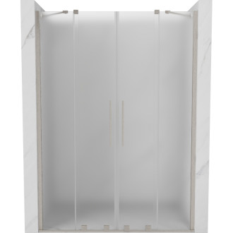 Posuvné sprchové dvere Mexen Velar Duo 140 cm, matné, kartáčovaný nikel - 871-140-000-32-97