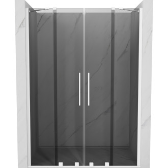 Posuvné sprchové dvere Mexen Velar Duo 140 cm, grafit, biela - 871-140-000-42-20