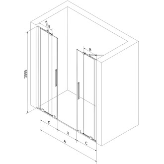 Posuvné sprchové dvere Mexen Velar Duo 140 cm, grafit, zlato - 871-140-000-42-50